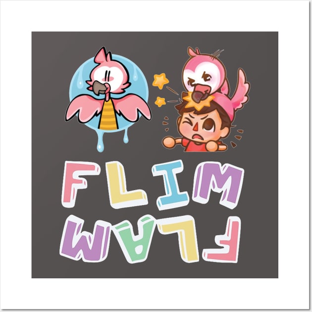 Flim Flam Flamingo Funny Wall Art by kartika